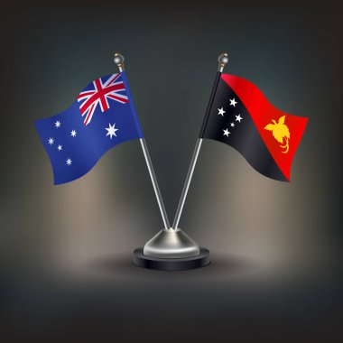 Avustralya ve Papua Yeni Gine bayrağı, masada durun. Vektör İllüstrasyonu