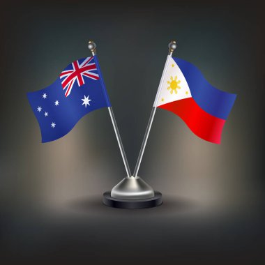 Avustralya ve Filipinler 'in bayrağı masanın üzerinde duruyor. Vektör İllüstrasyonu