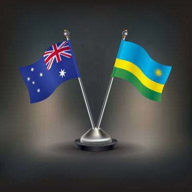 Avustralya ve Ruanda bayrak ilişkileri, masanın üzerinde durun. Vektör İllüstrasyonu