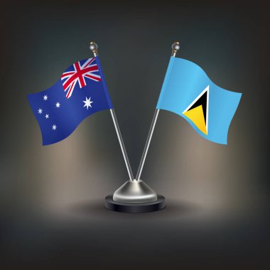 Avustralya ve St. Lucia bayrak ilişkileri, masanın üzerinde durun. Vektör İllüstrasyonu