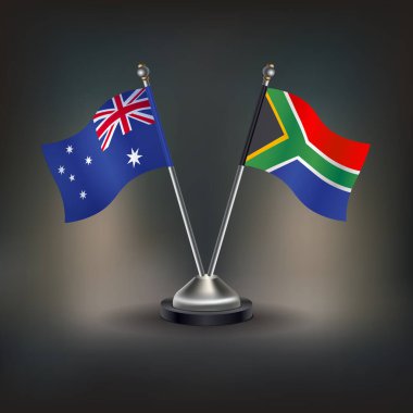 Avustralya ve Güney Afrika bayrağı, masanın üzerinde durun. Vektör İllüstrasyonu