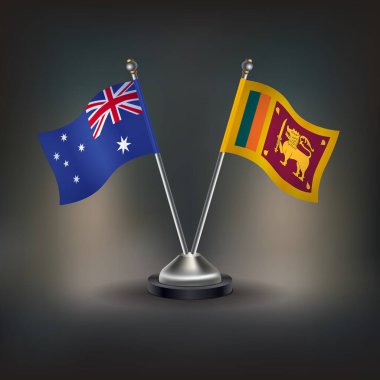 Avustralya ve Sri Lanka bayrak ilişkileri, masada durun. Vektör İllüstrasyonu