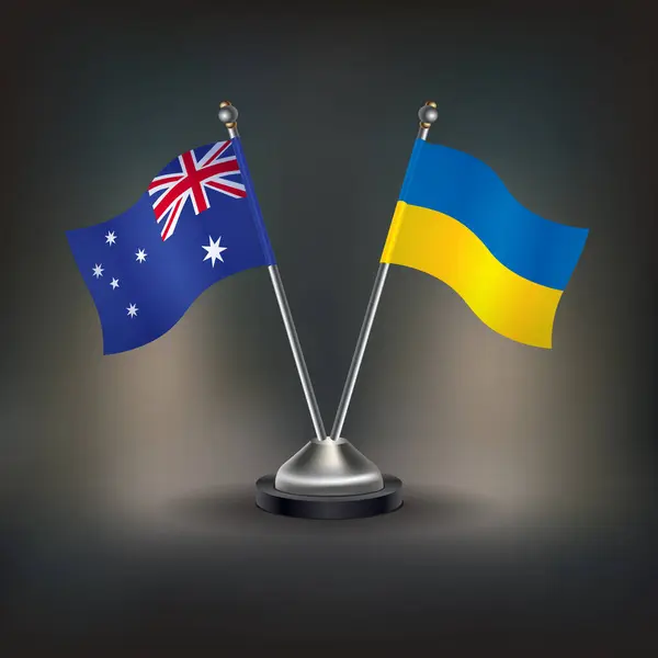 stock vector Australia and Ukraine flag Relation, stand on table. Vector Illustration