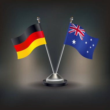Almanya ve Avustralya bayrağı, masanın üzerinde durun. Vektör İllüstrasyonu