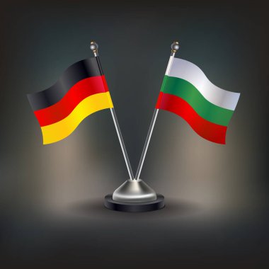 Almanya ve Bulgaristan İlişki bayrağı, masaya çıkın. Vektör İllüstrasyonu