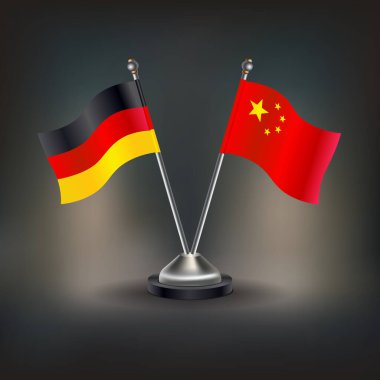 Almanya ve Çin ilişkileri bayrağı, masaya geçin. Vektör İllüstrasyonu