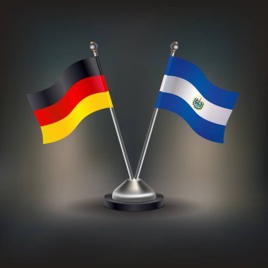 Almanya ve El Salvador bayrağı, masanın üzerinde durun. Vektör İllüstrasyonu
