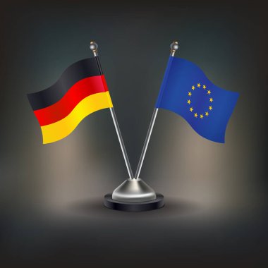 Almanya ve Avrupa Birliği bayrak ilişkileri, masaya. Vektör İllüstrasyonu