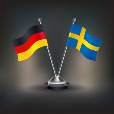 Almanya ve İsveç bayrağı, masaya geçin. Vektör İllüstrasyonu