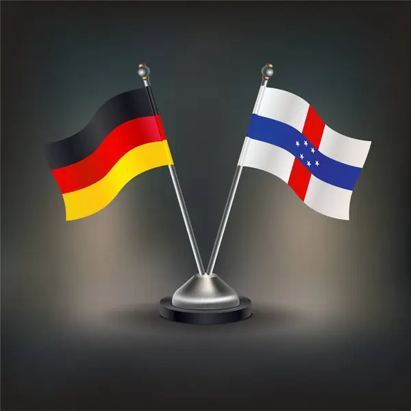 Almanya ve Hollanda Antilleri bayrak ilişkileri, masaya. Vektör İllüstrasyonu