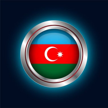 Azerbaycan bayrağının koyu arkaplanda gümüş çember şeklinde resmedilmesi