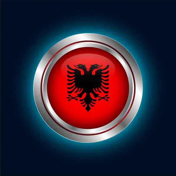 Koyu arkaplanda Arnavutluk bayrağını gösteren gümüş çember biçiminde