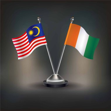 Malezya ve Cote D 'Ivoire bayrak ilişkileri, masanın üzerinde. Vektör İllüstrasyonu