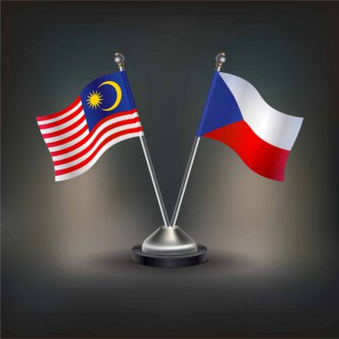 Malezya ve Çek Cumhuriyeti bayrağı, masaya geçin. Vektör İllüstrasyonu