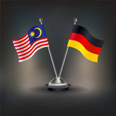 Malezya ve Almanya 'nın bayrağı. Masada durun. Vektör İllüstrasyonu