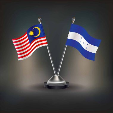 Malezya ve Honduras bayrağı, masanın üzerinde durun. Vektör İllüstrasyonu