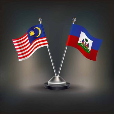 Malezya ve Haiti bayrak ilişkileri, masanın üzerinde durun. Vektör İllüstrasyonu
