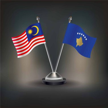 Malezya ve Kosova Bayrağı İlişkisi, masaya geçin. Vektör İllüstrasyonu