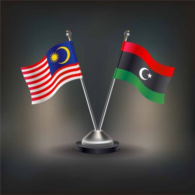 Malezya ve Libya Krallığı bayrak ilişkileri, masaya. Vektör İllüstrasyonu