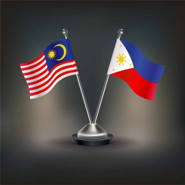 Malezya ve Filipinler bayrağı, masaya geçin. Vektör İllüstrasyonu