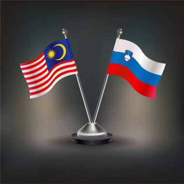 Malezya ve Slovenya bayrak ilişkileri, masaya geçin. Vektör İllüstrasyonu