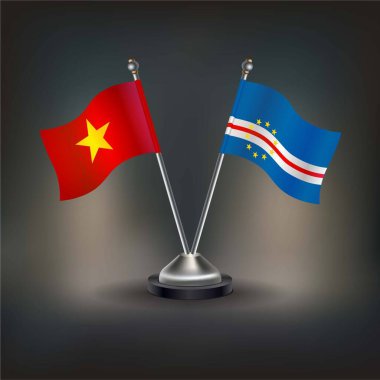 Vietnam ve Cape Verde bayrak ilişkileri, masada kalın. Vektör İllüstrasyonu