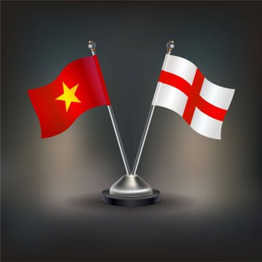 Vietnam ve İngiltere bayrağı, masaya geçin. Vektör İllüstrasyonu