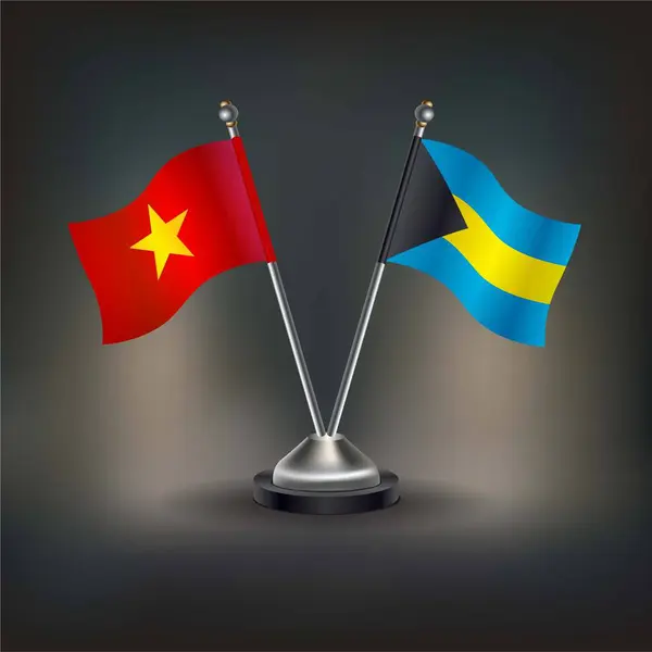 Vietnam ve Bahamalar bayrak ilişkileri, masanın üzerinde durun. Vektör İllüstrasyonu