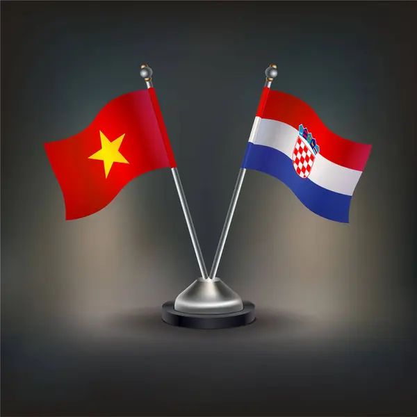 Vietnam ve Hırvatistan İlişkiler bayrağı, masaya geçin. Vektör İllüstrasyonu