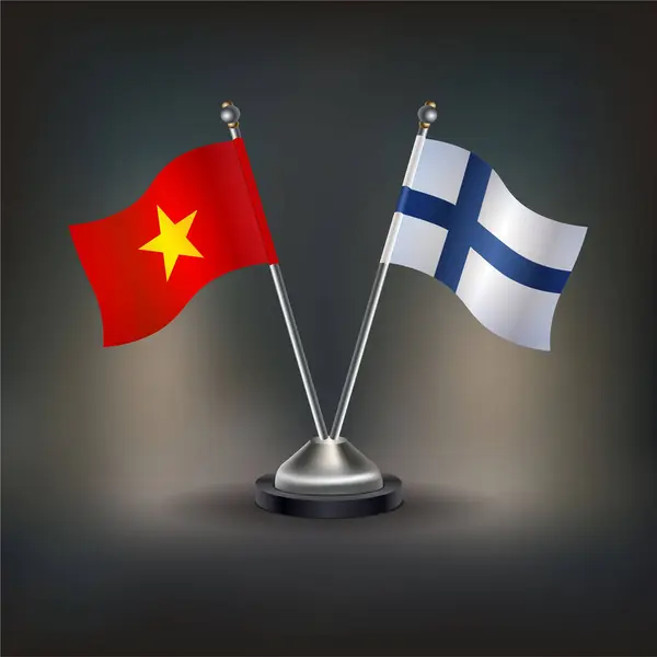 Vietnam ve Finlandiya 'da ilişki işareti var. Masada durun. Vektör İllüstrasyonu