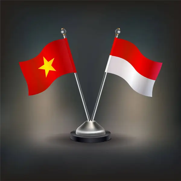 Vietnam ve Endonezya bayrak ilişkileri, masada kalın. Vektör İllüstrasyonu