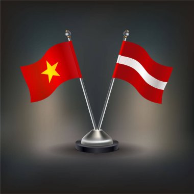 Vietnam ve Letonya bayrak ilişkileri, masaya geçin. Vektör İllüstrasyonu
