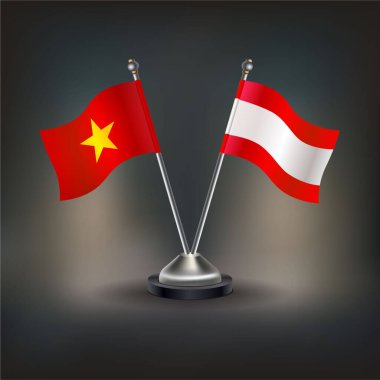 Vietnam ve Tahiti bayrak ilişkileri, masanın üzerinde durun. Vektör İllüstrasyonu