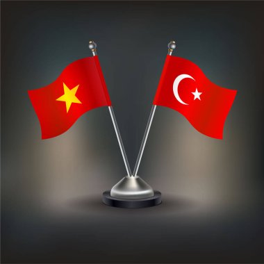 Vietnam ve Türkiye bayrağı, masaya geçin. Vektör İllüstrasyonu