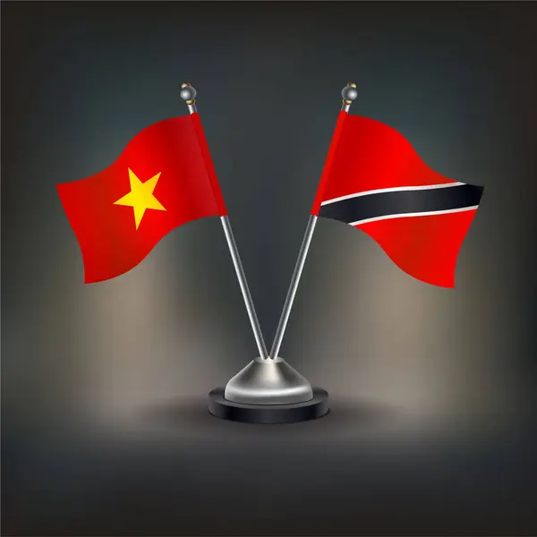 Vietnam, Trinidad ve Tobago bayrağı, masanın üzerinde durun. Vektör İllüstrasyonu