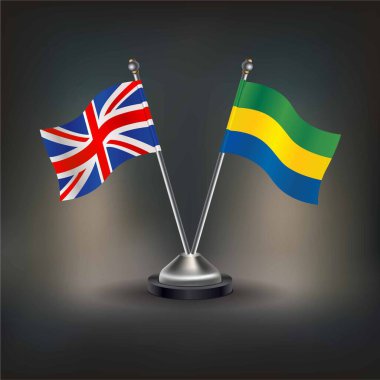 Birleşik Krallık ve Gabon bayrak ilişkileri, masada kalın. Vektör İllüstrasyonu