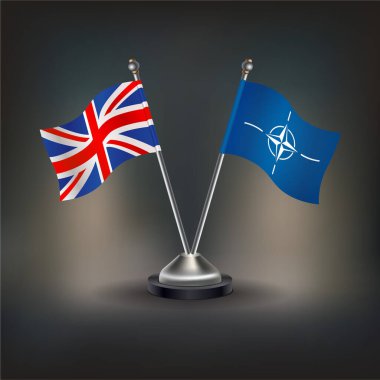 Birleşik Krallık ve NATO bayrak ilişkileri, masada durun. Vektör İllüstrasyonu