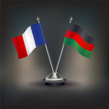 Fransa ve Afrika Amerika bayrağı, masanın üzerinde durun. Vektör İllüstrasyonu