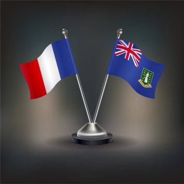 Fransa ve Britanya Virjin Adaları bayrak ilişkileri, masada kalın. Vektör İllüstrasyonu