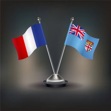 Fransa ve Fiji bayrak ilişkileri, masaya geçin. Vektör İllüstrasyonu