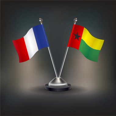 Fransa ve Gine Bissau bayrağı, masanın üzerinde durun. Vektör İllüstrasyonu