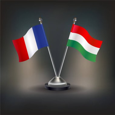 Fransa ve Macaristan bayrak ilişkileri, masaya geçin. Vektör İllüstrasyonu
