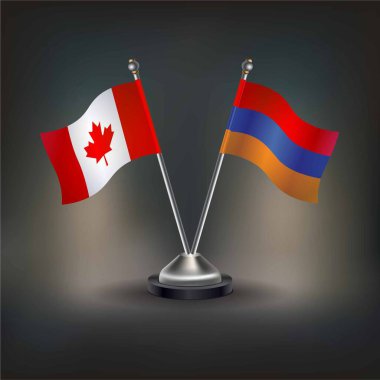 Kanada ve Ermenistan bayrağı, masaya geçin. Vektör İllüstrasyonu
