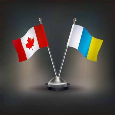 Kanada ve Kanarya Adaları bayrak ilişkileri, masanın üzerinde durun. Vektör İllüstrasyonu