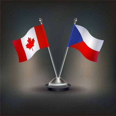 Kanada ve Çek Cumhuriyeti bayrağı, masaya geçin. Vektör İllüstrasyonu