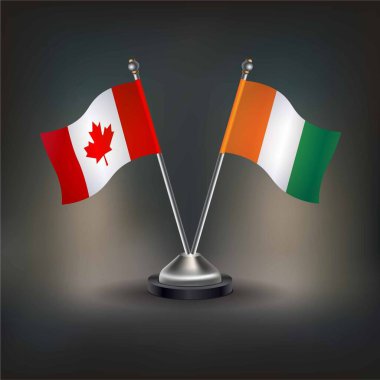 Kanada ve Cote D 'Ivoire bayrak ilişkileri, masada kalın. Vektör İllüstrasyonu