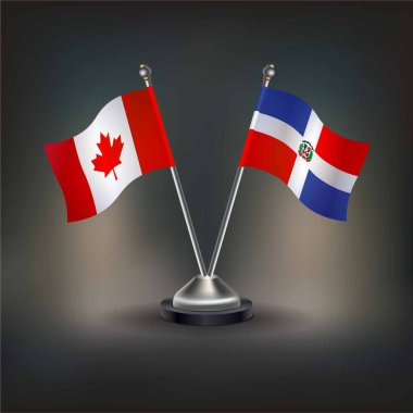 Kanada ve Dominik Cumhuriyeti bayrağı, masaya geçin. Vektör İllüstrasyonu