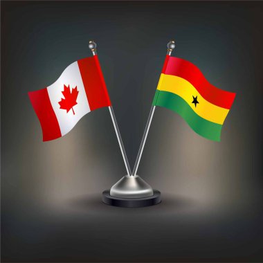 Kanada ve Gana bayrağı ilişkisi, masaya geçin. Vektör İllüstrasyonu
