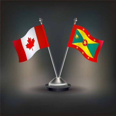 Kanada ve Grenada bayrağı, masanın üzerinde durun. Vektör İllüstrasyonu