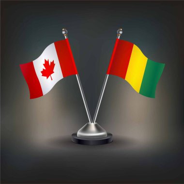 Kanada ve Gine bayrağı ilişkisi, masanın üzerinde durun. Vektör İllüstrasyonu